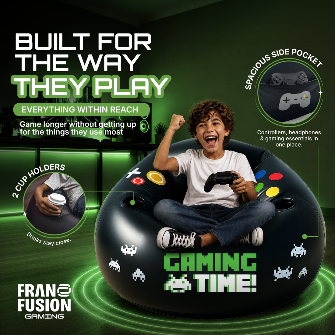 GAMING TIME™ INFLATABLE GAMING CHAIR