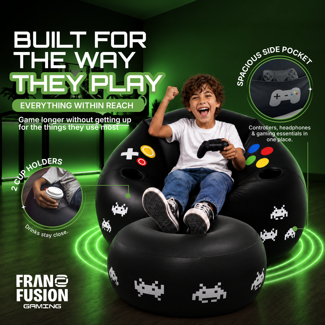 GAMING TIME™ CHAIR + OTTOMAN