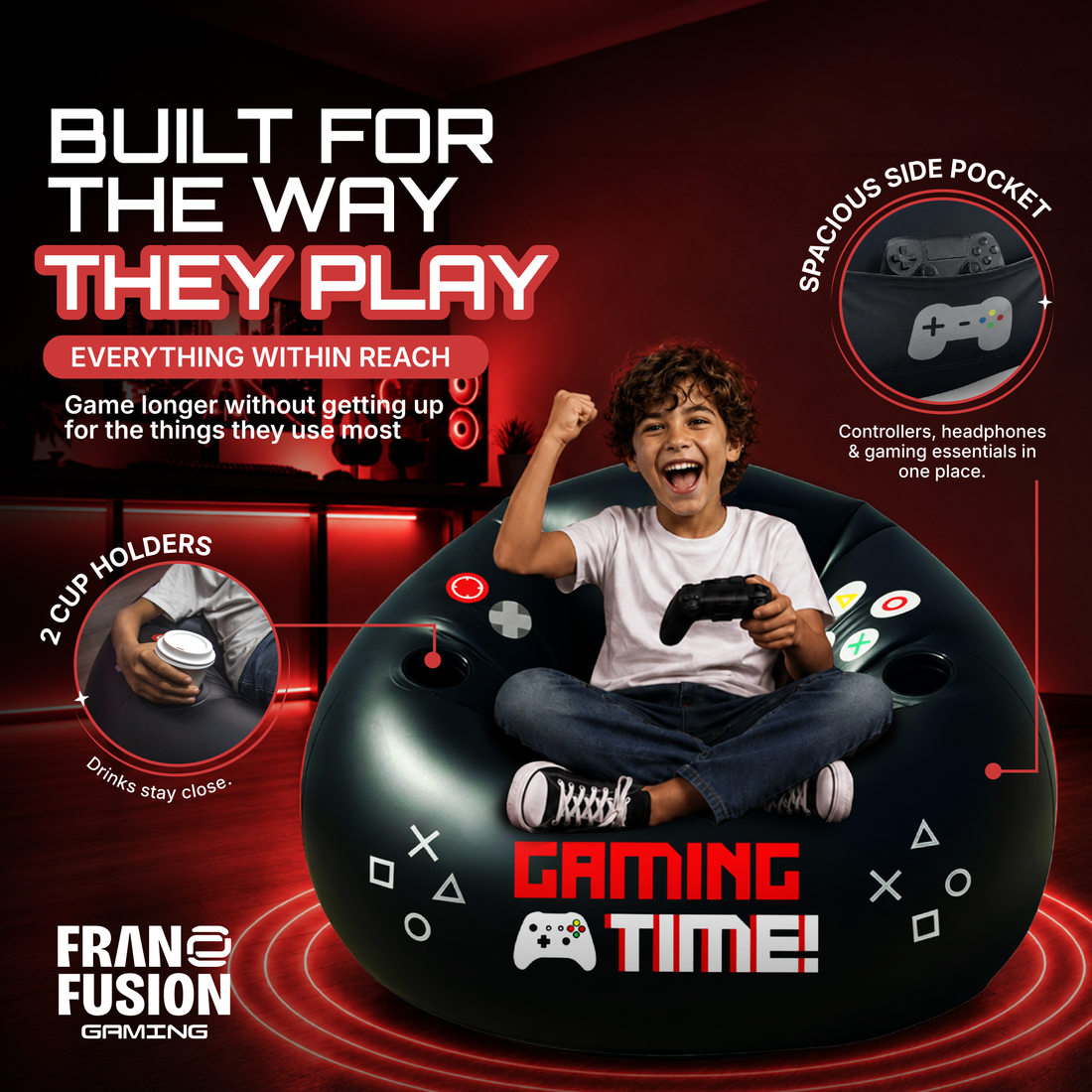 GAMING TIME™ INFLATABLE GAMING CHAIR