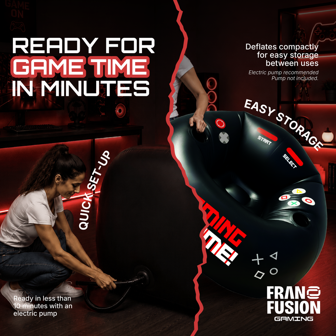 GAMING TIME™ INFLATABLE GAMING CHAIR