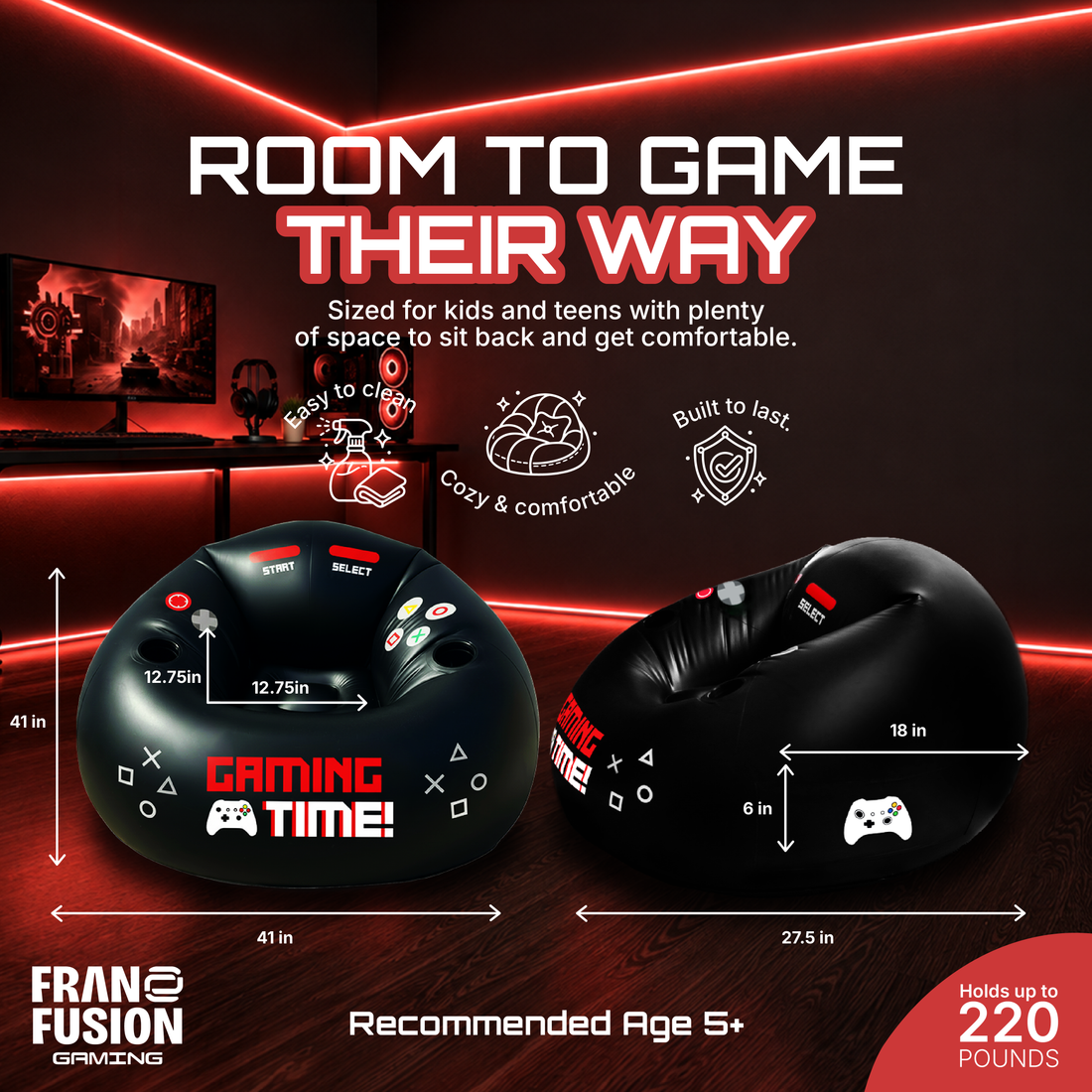 GAMING TIME™ INFLATABLE GAMING CHAIR