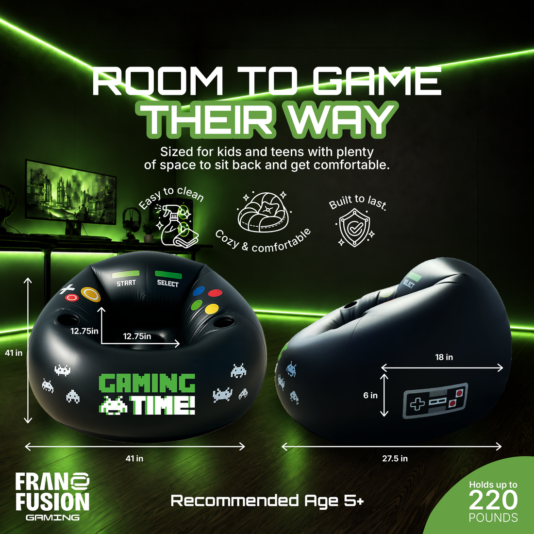 GAMING TIME™ INFLATABLE GAMING CHAIR
