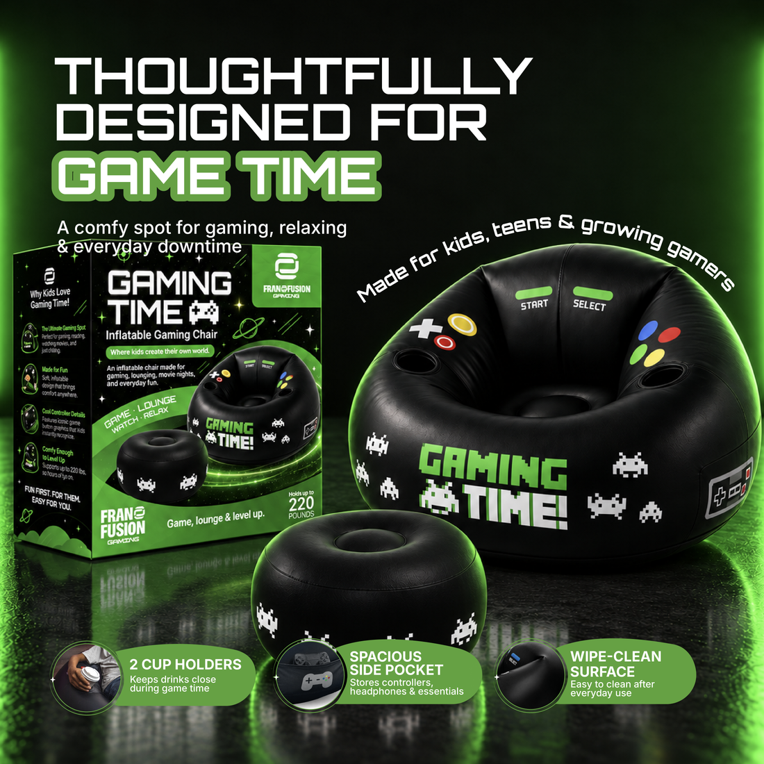 GAMING TIME™ CHAIR + OTTOMAN