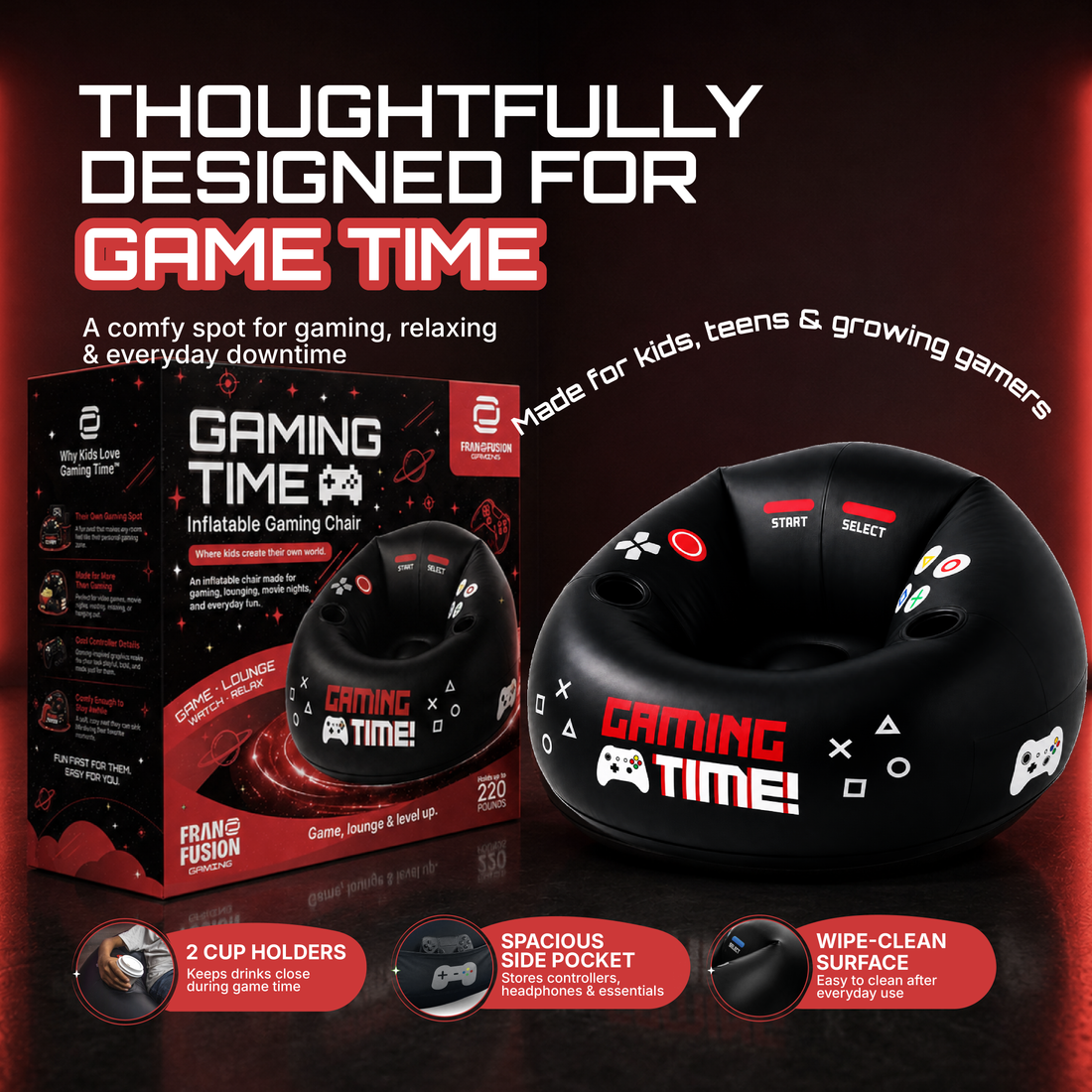 GAMING TIME™ INFLATABLE GAMING CHAIR