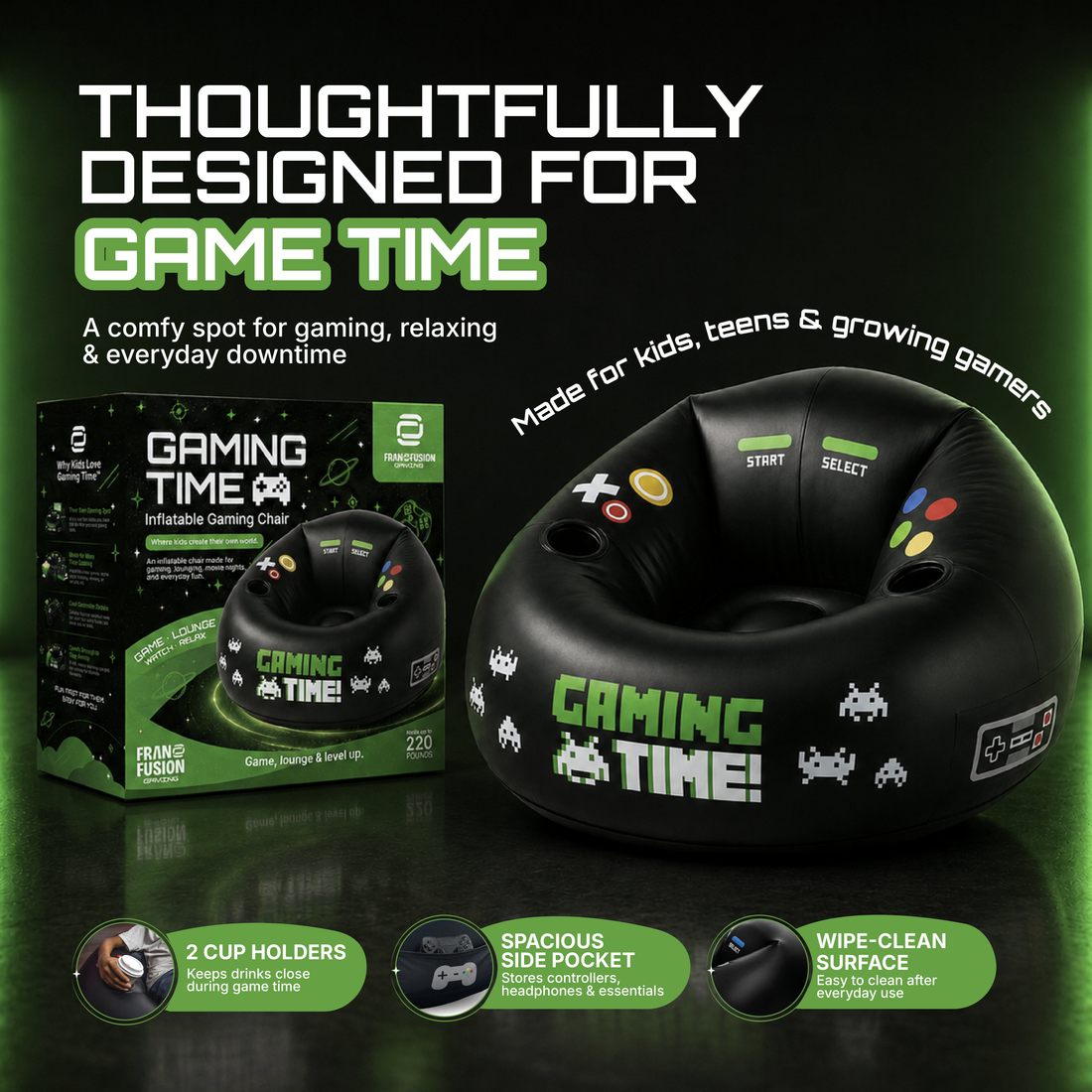 GAMING TIME™ INFLATABLE GAMING CHAIR
