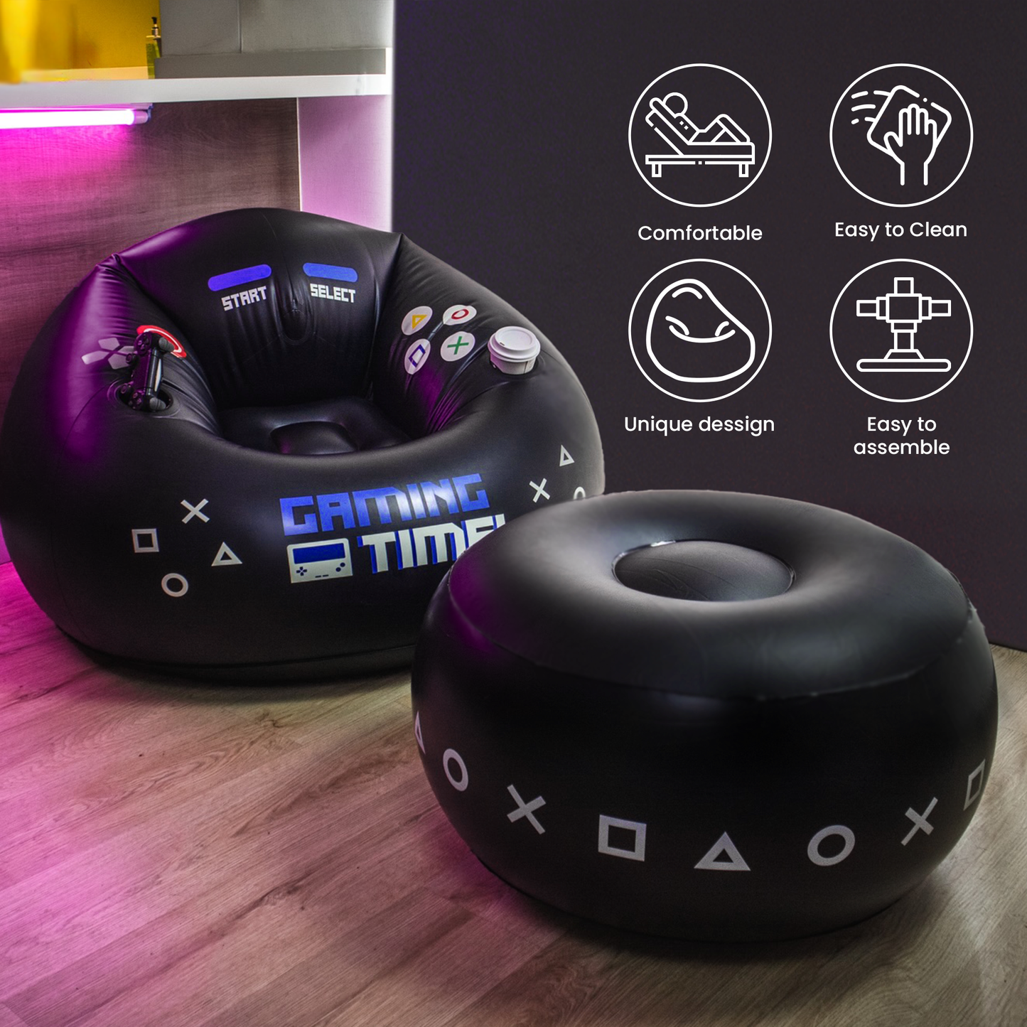 Gaming Time Chair with Ottoman